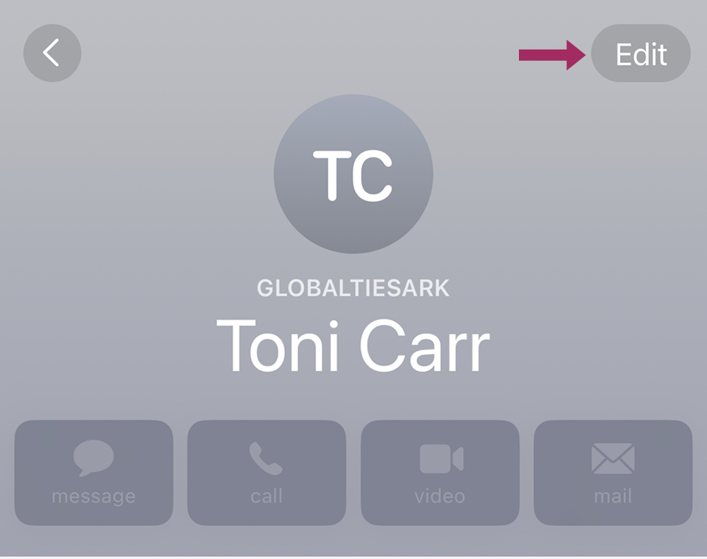 Editing a contact in iPhone