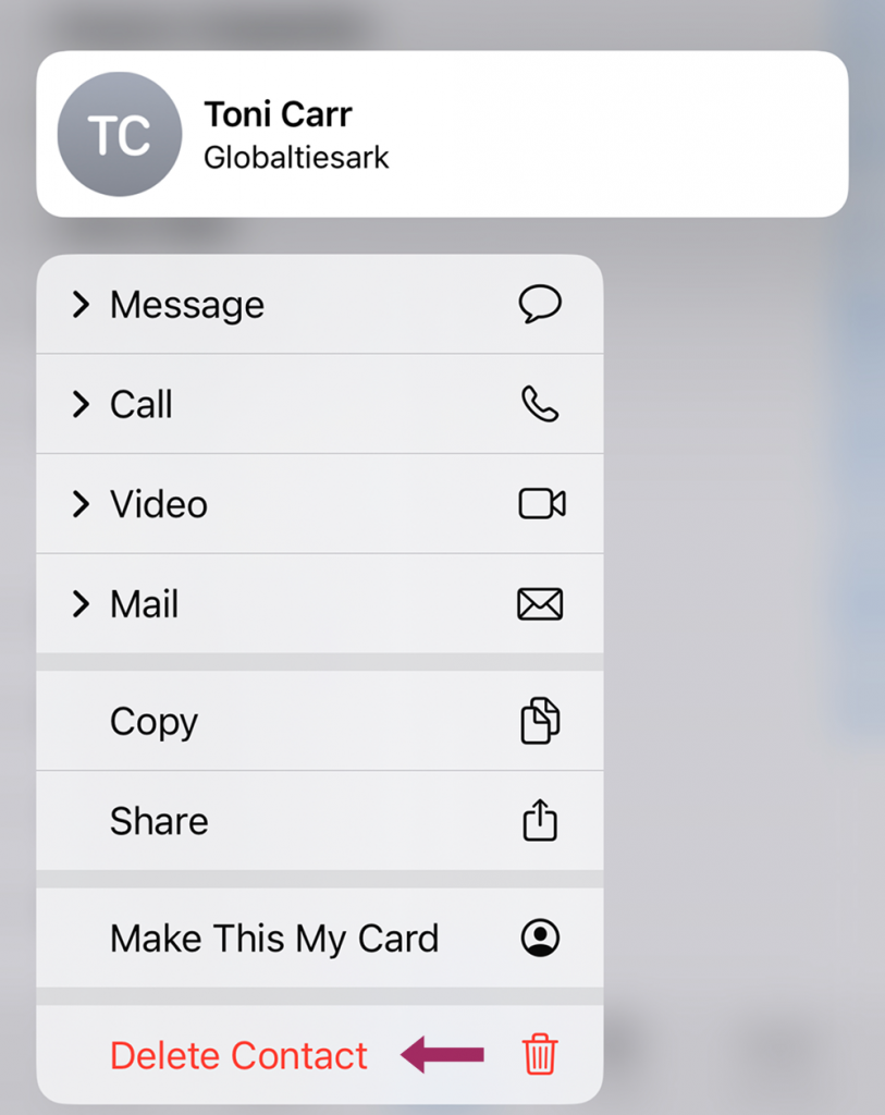 Quick access to contact editing menu