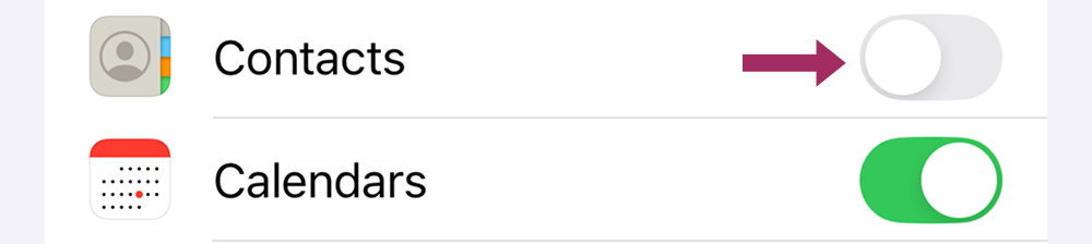 Turn off contacts sync on iPhone