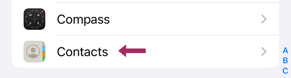 Сontacts app on iPhone